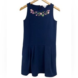 Crewcuts Navy Blue Beaded Flower Dress Girls 14